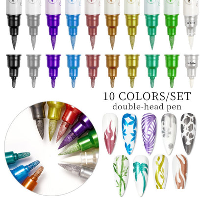 YISS Double-Head Nail Art Pen Set color and tip details